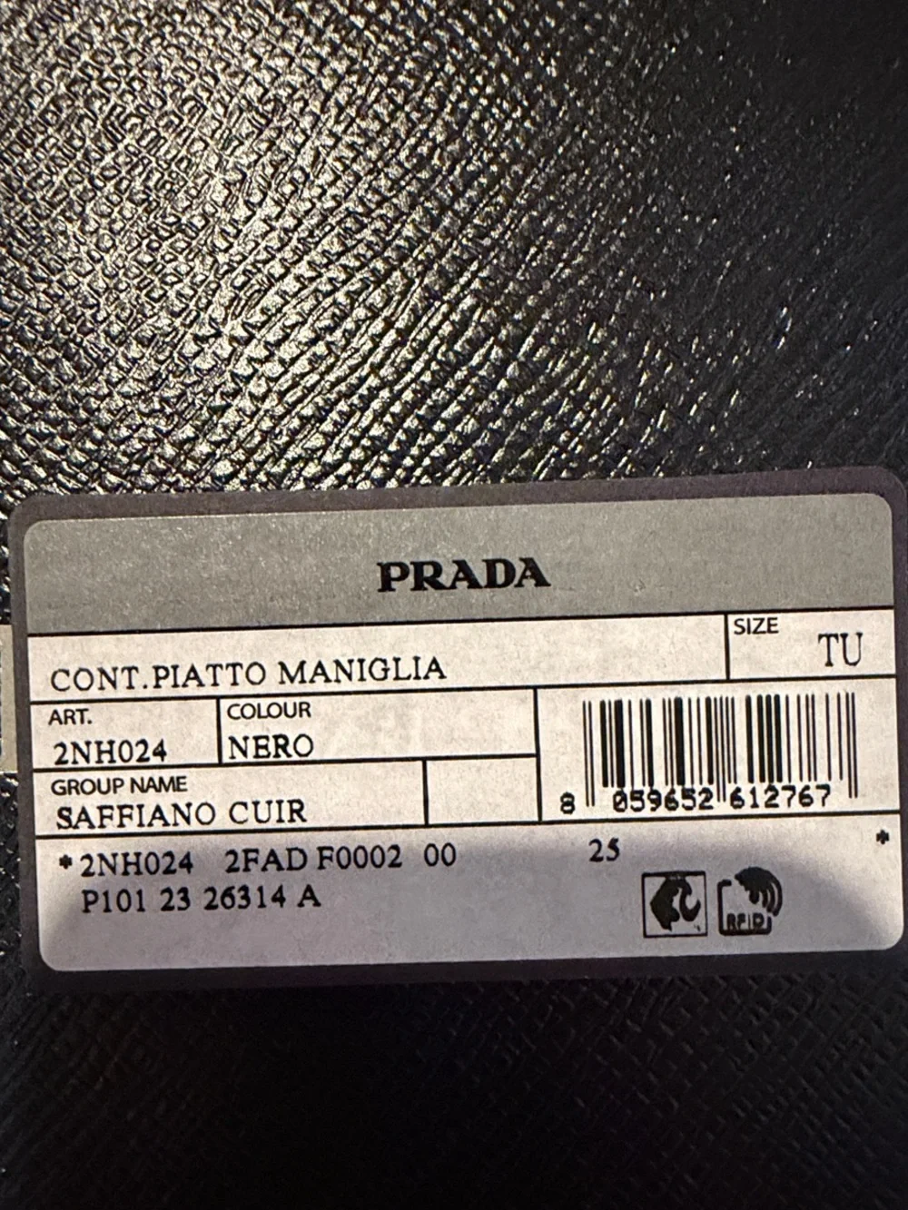 Prada Black Saffiano Leather Men’s  Wrist Strap Pouch